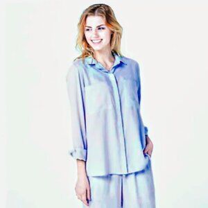 Japna Women Blue Long Sleeve Button-Down Shirt